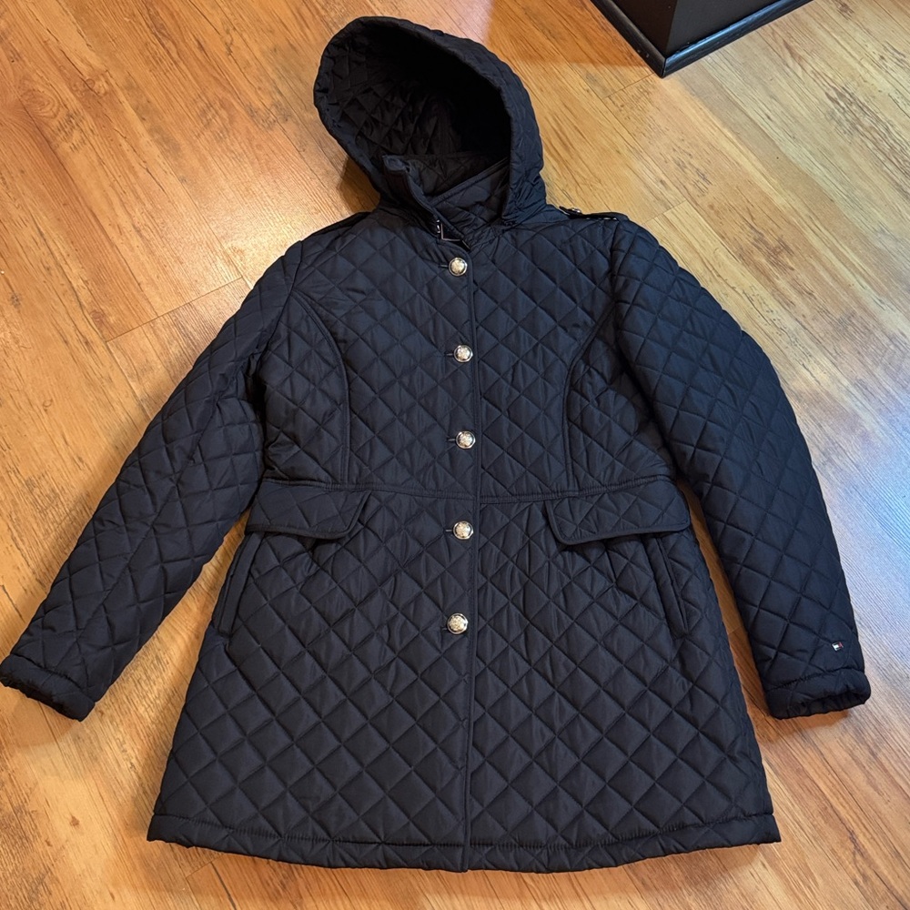 Tommy Hilfiger Quilted Black Jacket Sz L